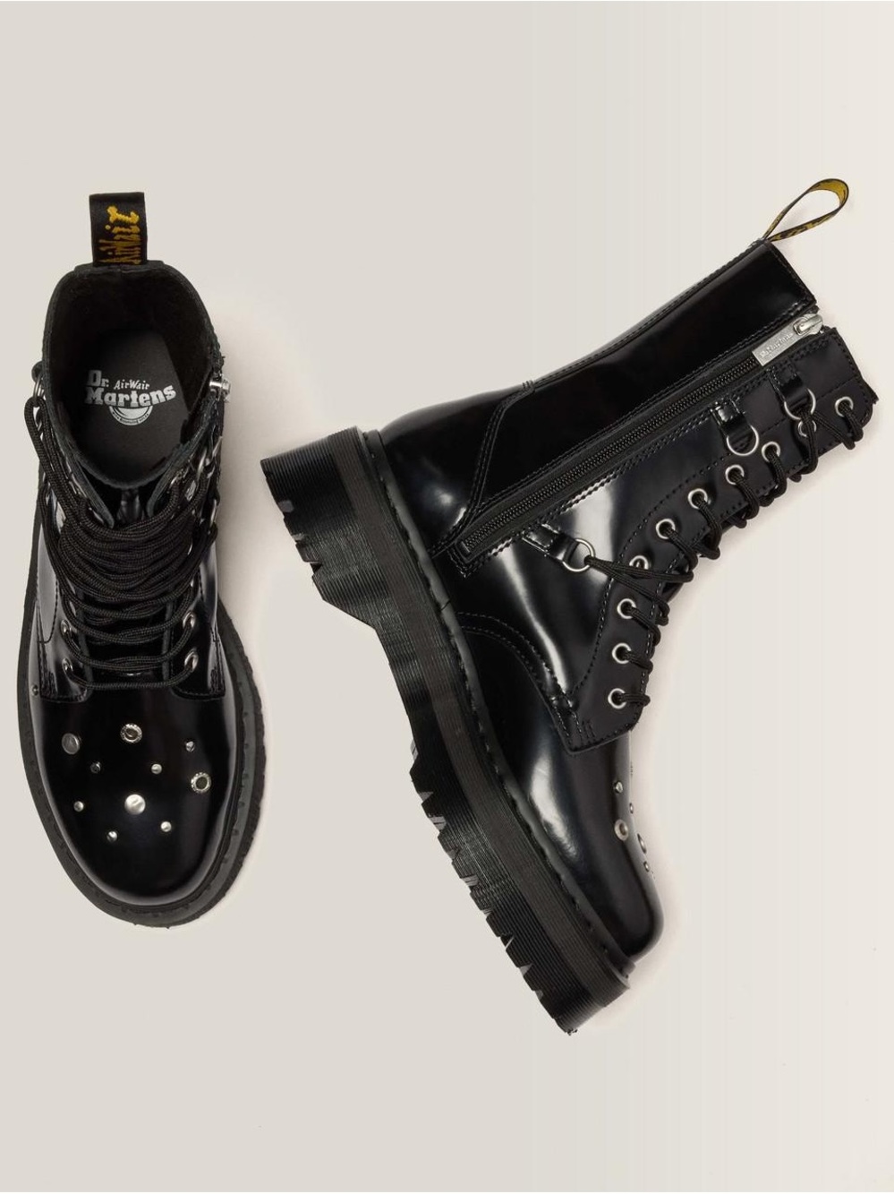 Dr. Martens JADON HI STUDDED BUTTERO LEATHER PLATFORM BOOTS - Picture 4 of 12